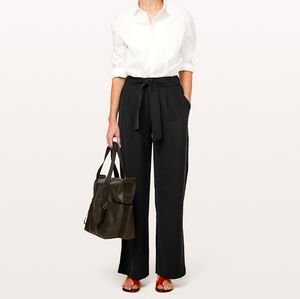 lululemon athletica Black High-Waist Wide Leg Tie Pants
